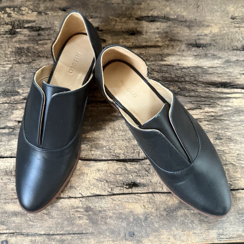 Nisolo Black Leather Slip On Loafers Flats Womens 8 NIB - Picture 2 of 5